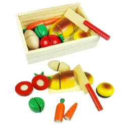 Wooden fruit cutting toy set D113